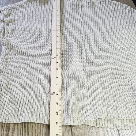 Free People Beach Freya Sweater Beige Cotton Short Sleeve Patch Pocket Top L - Picture 9 of 9